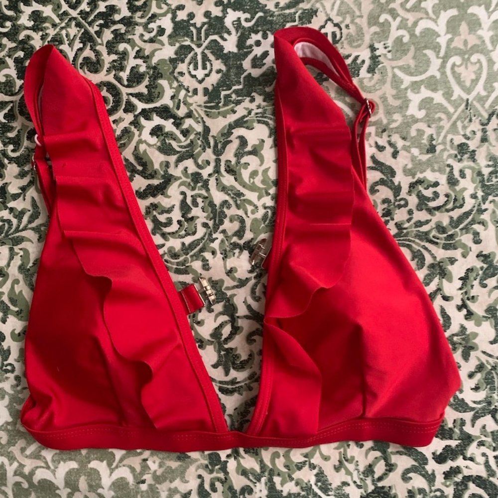 Red Ruffle Bikini Top